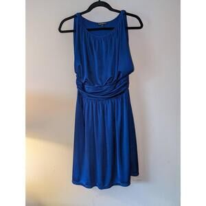 Express Dress Womens Size Petite Small Blue Sleeveless Gathered Waist Classic